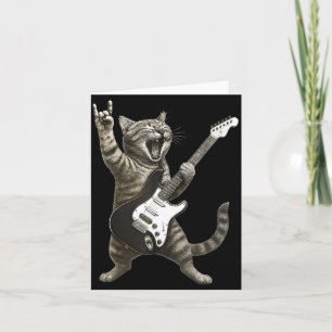 Funny Cat Playing Guitar Rock And Roll Men Women K Card