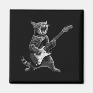 Funny Cat Playing Guitar Rock And Roll Men Women K Magnet