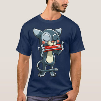 Funny Cat Playing Harmonica Cool Love Animal T-Shirt