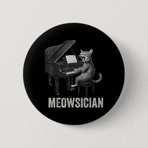 Funny Cat Playing Piano Music Pun Meowsician Band 6 Cm Round Badge