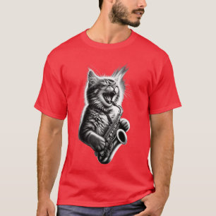 Funny Cat Playing Saophone Jazz Sa Musician Saopho T-Shirt