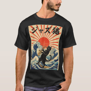 Funny Cat Playing Saxophone For Jazz Musician Saxo T-Shirt