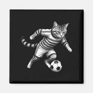 Funny Cat Playing Soccer For Players And Cat Lover Magnet