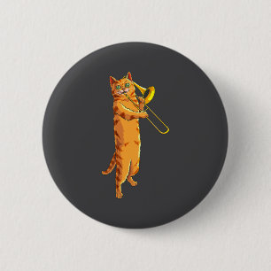 Funny Cat Playing Trombone Gift Cool Kitten Musici 6 Cm Round Badge