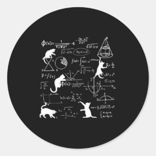 Funny Cat Playing With Math Formulas Kitten Cat An Classic Round Sticker