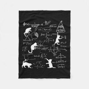 Funny Cat Playing With Math Formulas Kitten Cat An Fleece Blanket