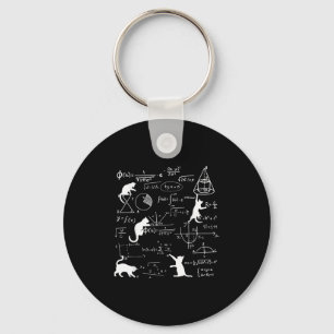 Funny Cat Playing With Math Formulas Kitten Cat An Key Ring