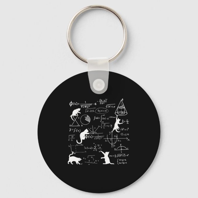 Funny Cat Playing With Math Formulas Kitten Cat An Key Ring (Front)