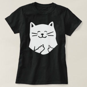 funny cat pointing mid finger t shirt