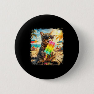 Funny cat popsicle summer animal sunglasses meme 6 cm round badge