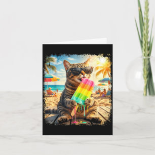 Funny cat popsicle summer animal sunglasses meme card
