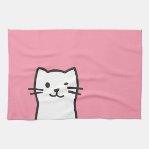 Funny cat portrait tea towel