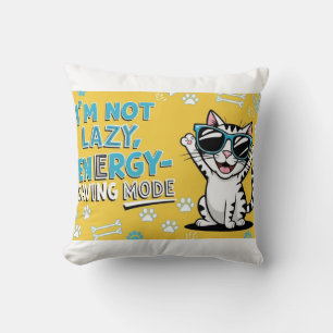Funny Cat Poster, Cartoon cat wearing sunglasses  Cushion