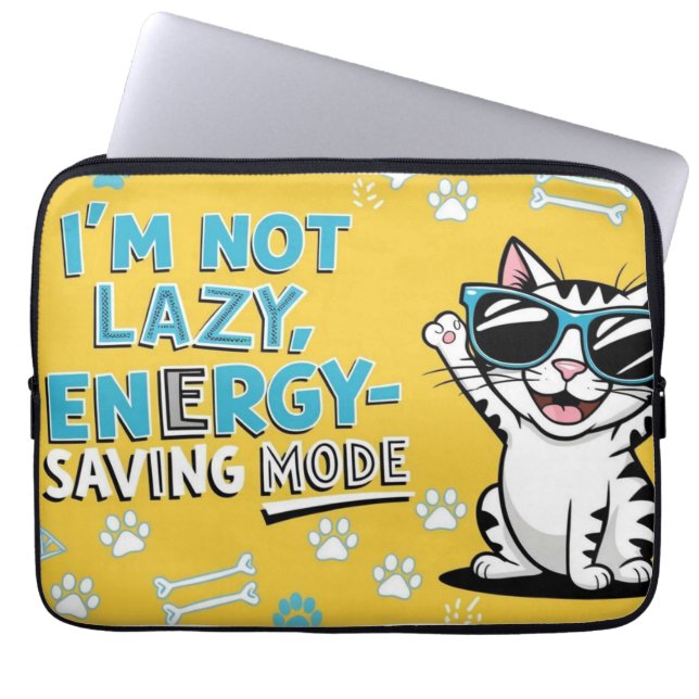 Funny Cat Poster, Cartoon cat wearing sunglasses  Laptop Sleeve (Front)