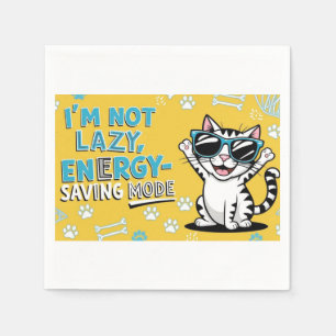 Funny Cat Poster, Cartoon cat wearing sunglasses Napkin