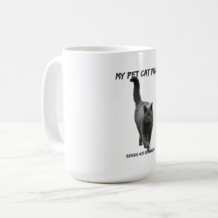Funny cat print white my cat sends his regards mug