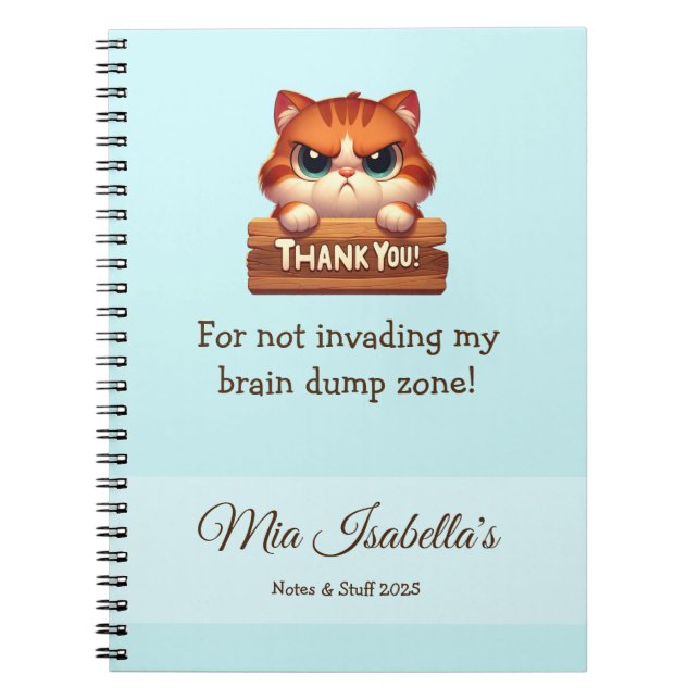 Funny Cat - Privacy Notebook Customisable (Front)