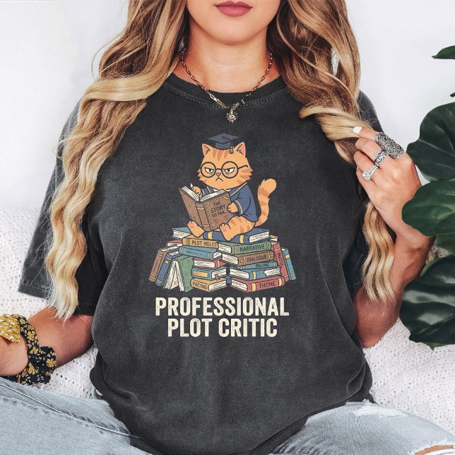 Funny Cat Professional Plot Critic Graduation Desi T-Shirt (Creator Uploaded)