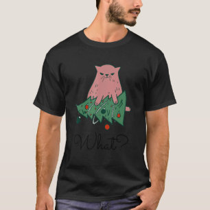 Funny Cat Pulling Over Christmas Tree T-Shirt