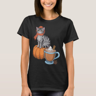 Funny Cat Pumpkin Spice Coffee Thanksgiving Autumn T-Shirt
