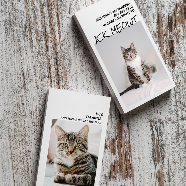 Funny Cat Pun Dating Business Cards (Creator Uploaded)