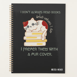 Funny Cat Pun for Bookworms Planner