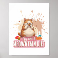 Funny Cat Pun Quote Cute Chubby Cat Food Humour