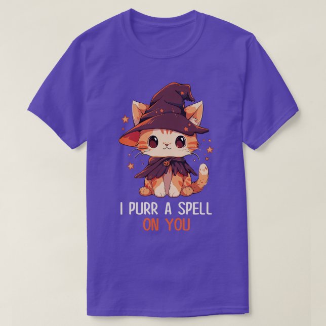 Funny Cat Pun Witch Spell Graphic Men Kids Women H T-Shirt (Design Front)