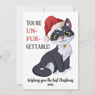 Funny Cat Pun with Santa Hat Christmas New Year Holiday Card