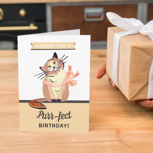 Funny Cat "Purr-fect" Any Age Birthday Card