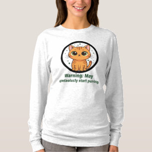 Funny Cat Purring Warning Long Sleeve Tee
