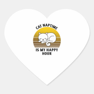 Funny cat quote Cat naptime is my happy hour Heart Sticker