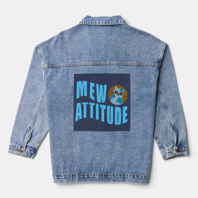 funny cat quote denim jacket (Back)