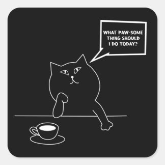 Funny Cat Quote, Funny Thinking Cat Sticker