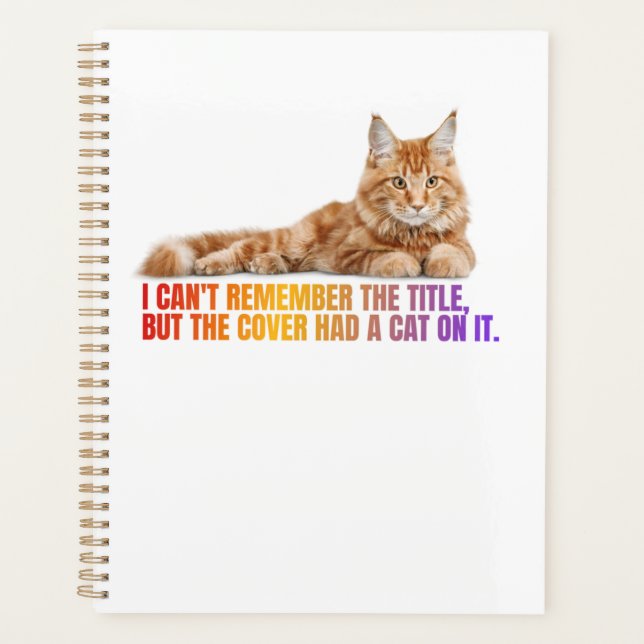 Funny Cat Quote Spiral Notebook for Librarians Planner (Front)