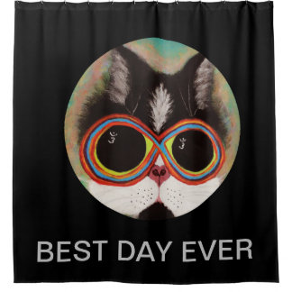 Funny Cat Rainbow Joe Shower Curtain Best Day Ever