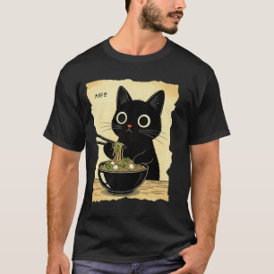 Funny Cat Ramen Graphic Tee Japanese Kawaii Anime 