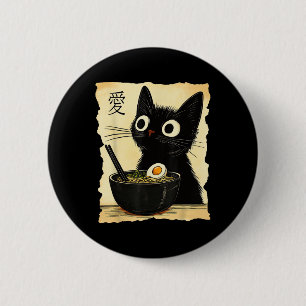 Funny Cat Ramen Graphic Tee Japanese Kawaii Anime 6 Cm Round Badge