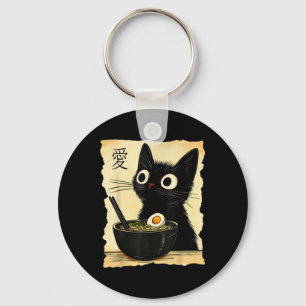 Funny Cat Ramen Graphic Tee Japanese Kawaii Anime  Key Ring