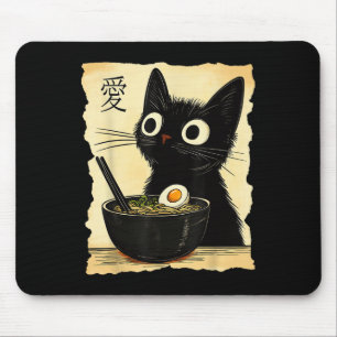 Funny Cat Ramen Graphic Tee Japanese Kawaii Anime  Mouse Pad