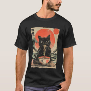 Funny Cat Ramen Great Wave Off Kanagawa Artwork An T-Shirt