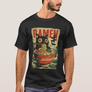 Funny Cat Ramen Great Wave Off Kanagawa Artwork An T-Shirt