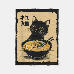 Funny Cat Ramen Tee Cute Kawaii Japanese Anime Noo Fleece Blanket