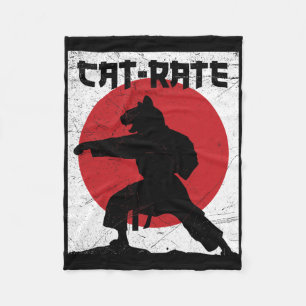 Funny Cat-rate Cat Karate Gift For Martial Arts Ki Fleece Blanket