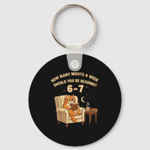 Funny Cat Reading 6-7 Meme Englieacher Book Lover Key Ring