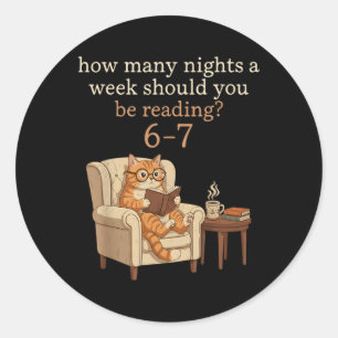 Funny Cat Reading 6-7 Meme English Teacher Book Lo Classic Round Sticker