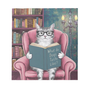 Funny Cat Reading a Book Notepad