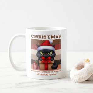 Funny Cat Retro Christmas Holiday Personalised Coffee Mug