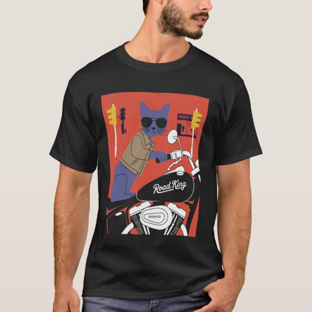 Funny Cat Riding Motorcycle Long Sleeve T-Shirt (Front)