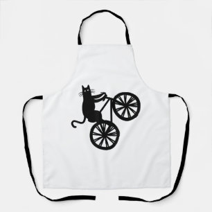 Funny Cat Riding Trick Bike Novelty Women Men Kids Apron